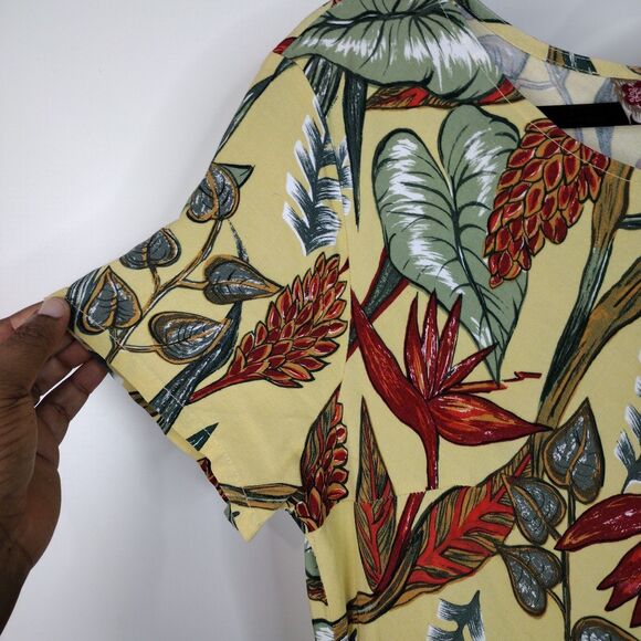 Hilo Hattie Hawaiian Floral Short Sleeve Maxi Dress Size XL Yellow Multicolor - Picture 3 of 9